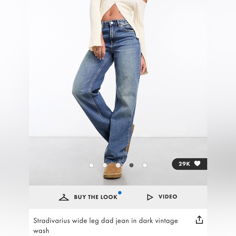 NWT Stradivarius wide leg dad jean in dark vintage wash